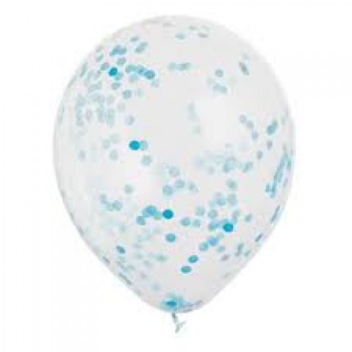 Confetti ballon 30 cm 6 st blauw
